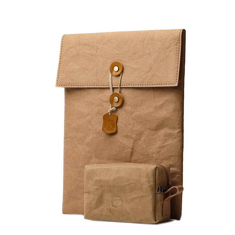 Non-magnetic notebook computer bag liner in washed kraft paper for 13 inch laptop