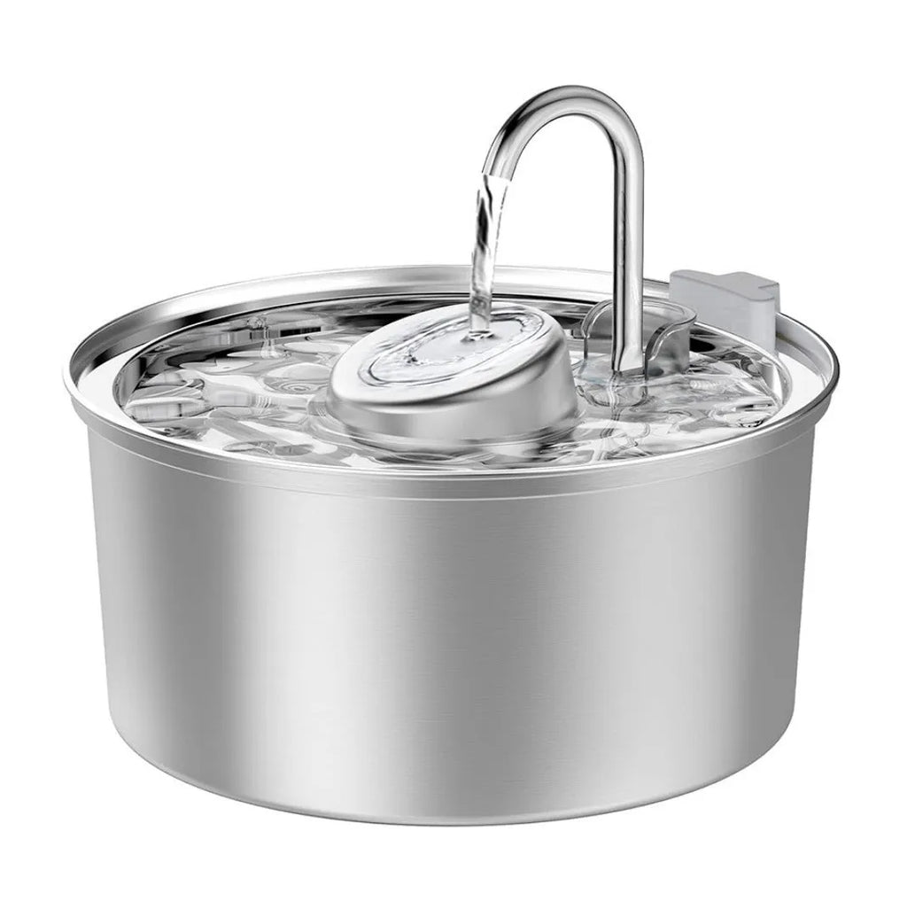 All stainless steel pet water dispenser round runway type large capacity for cats and dogs