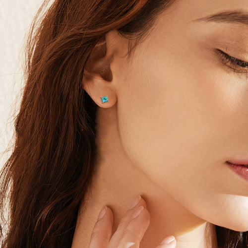 Gold-plated drop-shaped earrings with pear elements and candy-coloured zircon stones