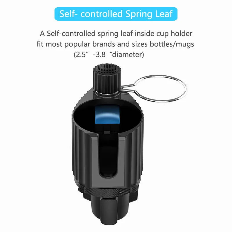 Green car drink rack and mobile phone holder with 3kg capacity for vehicle cup holders
