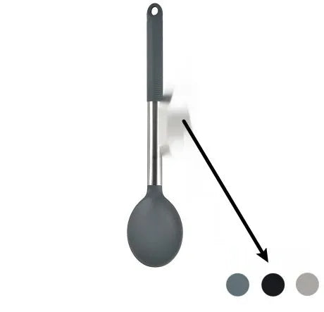 12-piece silicone kitchen utensil set with rotating storage bucket in black, dark gray or khaki