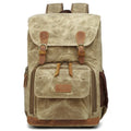 Canvas DSLR camera backpack in khaki colour with backpack straps and camera compartment