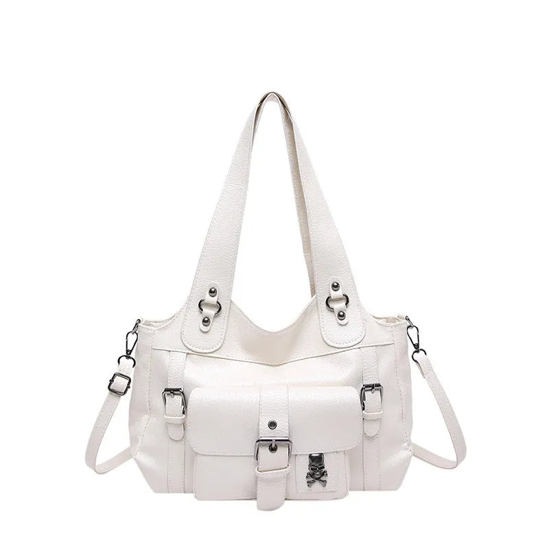 Sentong Qin large capacity horizontal square shoulder bag in PU, black colour option