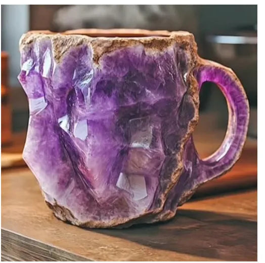 400ml resin mineral crystal coffee mug with handle in multiple colour options
