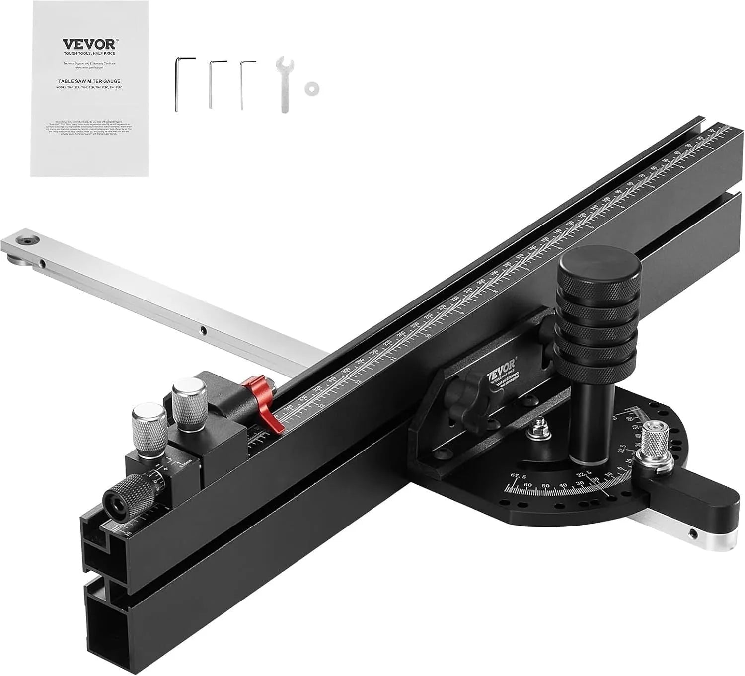 Aluminium alloy woodworking push handle with steel sliding chute for bench saw guiding