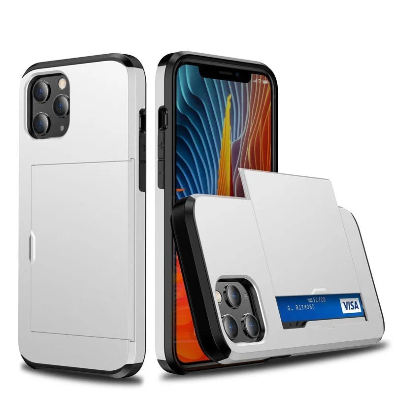 iPhone mobile phone case with sliding card cover in multiple colour options