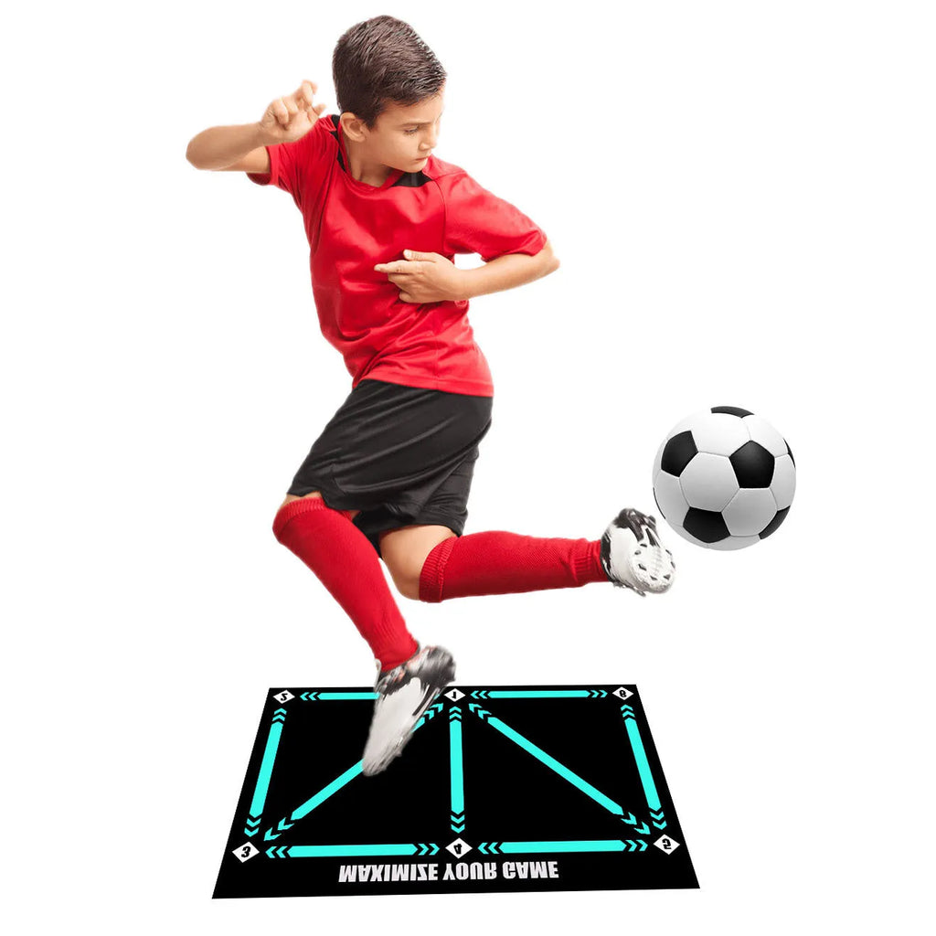 Rubber football training mat for indoor skill lifting practice with cushioned colour surface