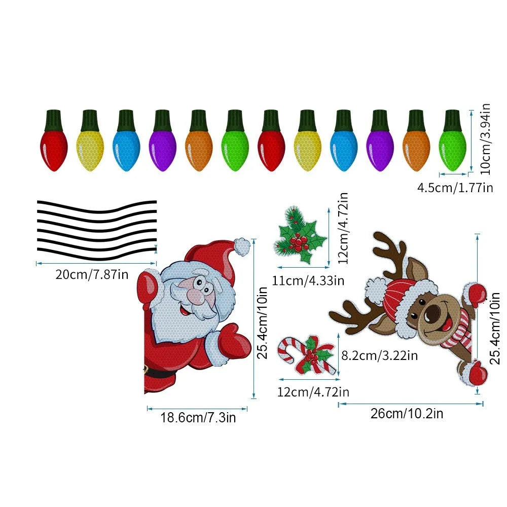 Christmas elk cartoon reflective magnetic sticker medium size RFM026 colour