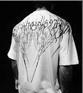 Dark style loose fit plus size cotton short sleeve t-shirt with gold foil detailing