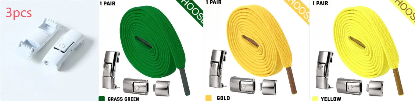 Press lock elastic shoelace with 8mm flat width and cotton weave on a trainer.