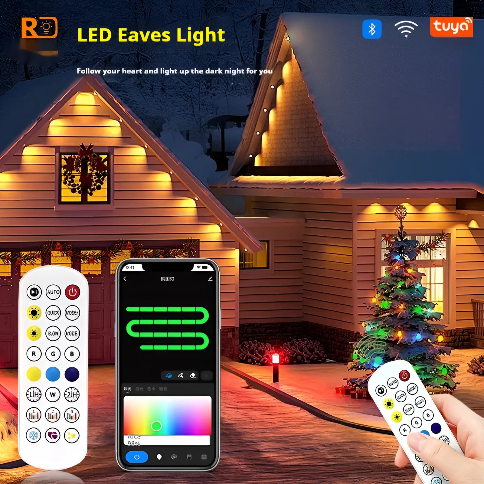 Outdoor LED string lights with planets-themed bulbs and remote control for colour changing