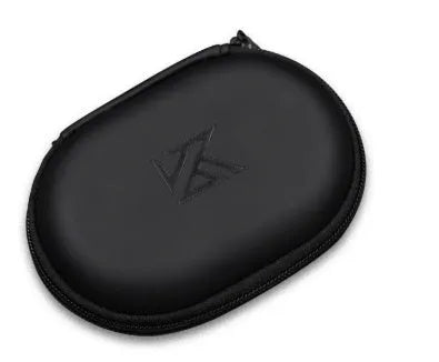 Black oval leather earphone storage bag for portable audio device protection