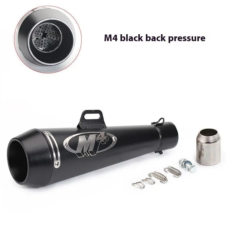 Universal M4 motorcycle exhaust pipe in multiple finish options for large displacement bikes