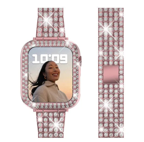 Apple Watch case with privacy screen in multiple colours including rose pink, gold and silver
