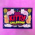 Cat themed wall planner calendar for 2024 or 2025 on a single sheet of paper