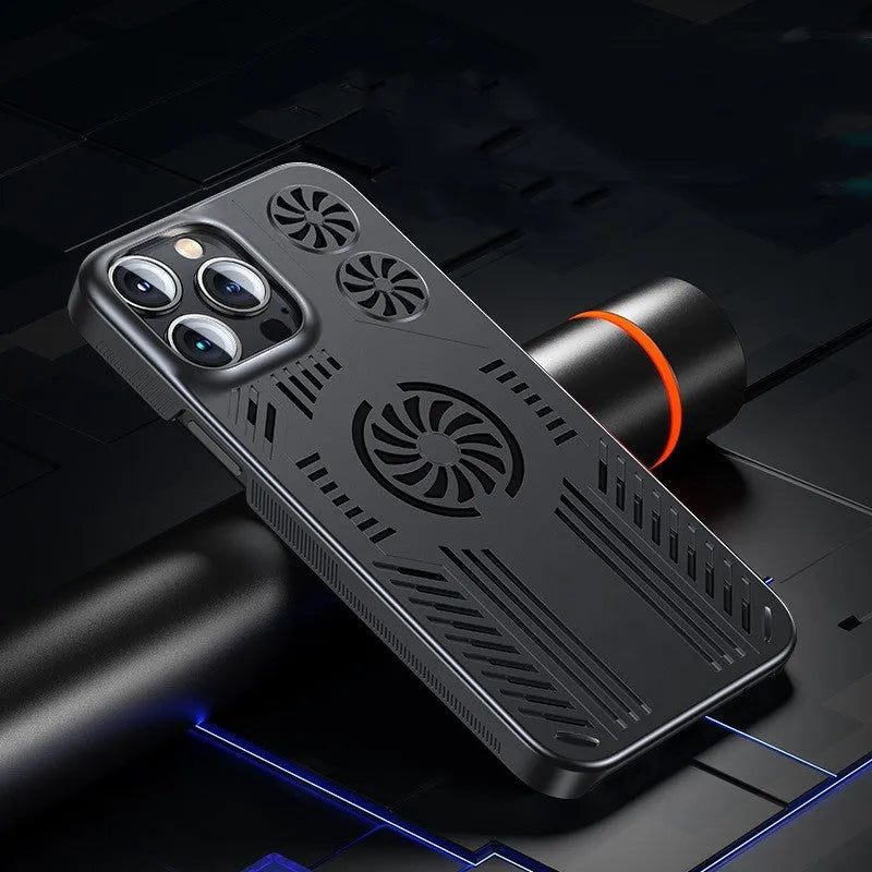 Breathable magnetic suction gaming phone case for Apple 13 Pro Max in cool black