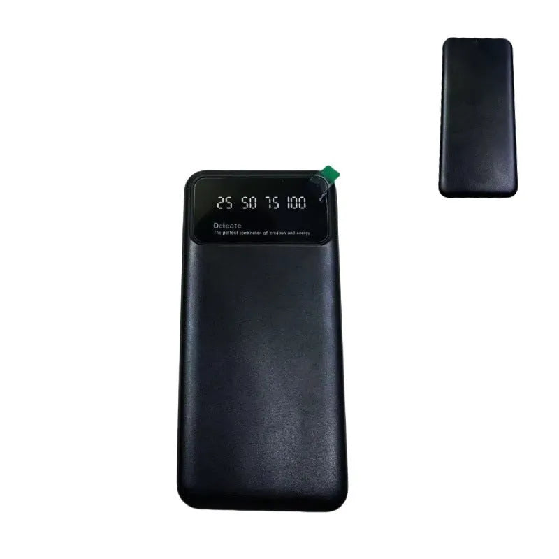 Black ultra-thin 10000mAh fast charging power bank showing slim side profile
