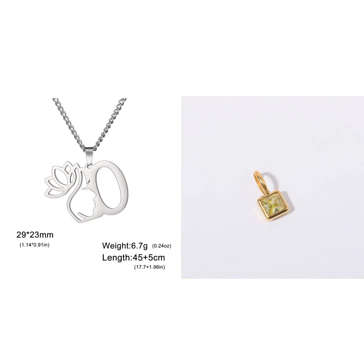 Stainless steel cross chain necklace with pendant in gold or steel colour