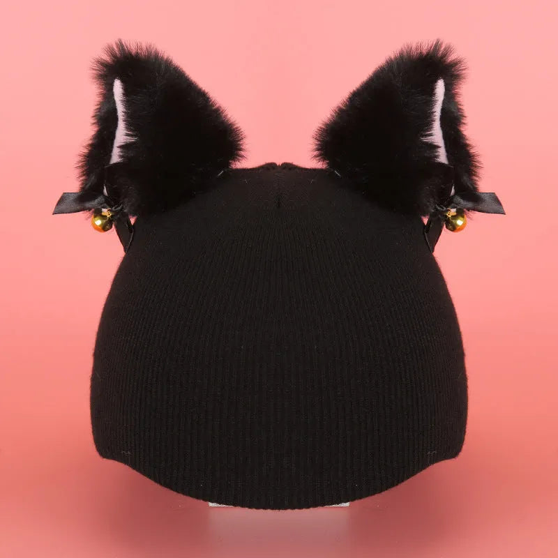 Plush fabric cat helmet hat cover in various cartoon styles for pet dress-up