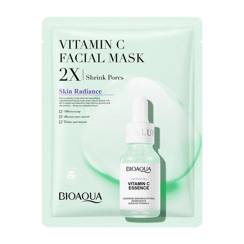 Single collagen hyaluronic acid facial sheet mask with 30g gel serum, shown on white background