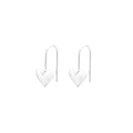 Three-dimensional glossy heart-shaped earrings in silver colour made from copper with white gold finish, Korean style for women