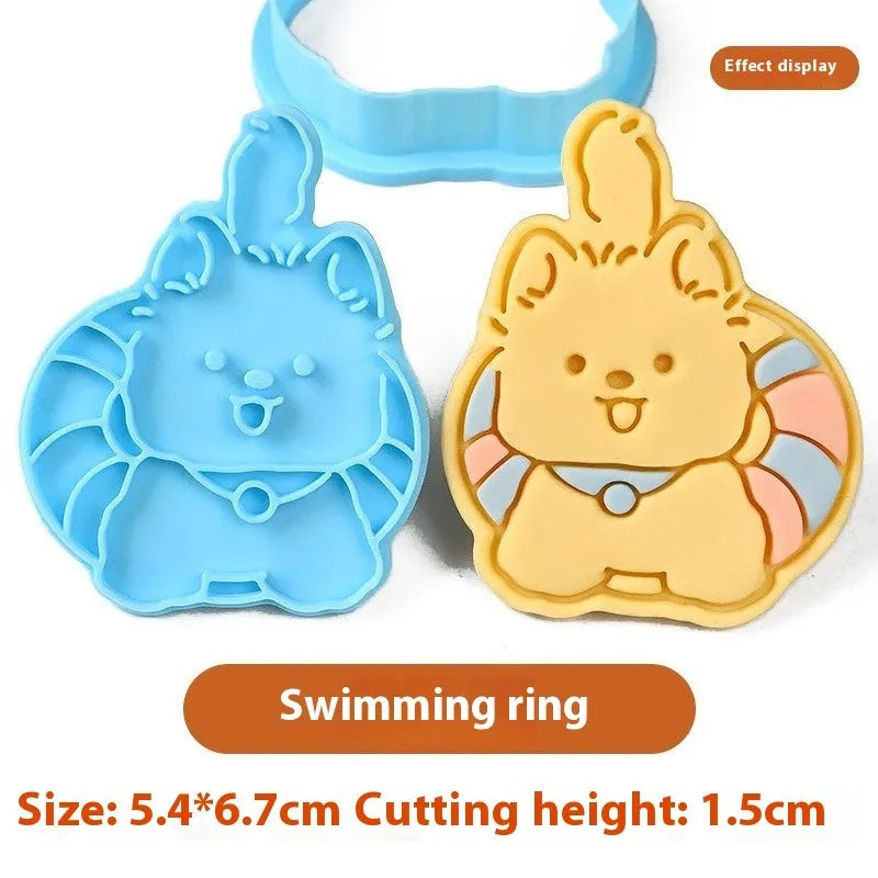Three-dimensional plastic biscuit mould with dog cartoon designs for pressed cookies