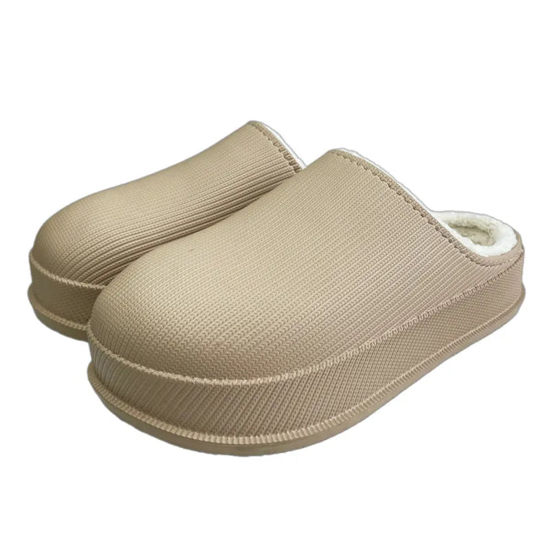 EVA autumn winter waterproof non-slip warm home cotton slippers for couples, dark grey colour, size 42-43