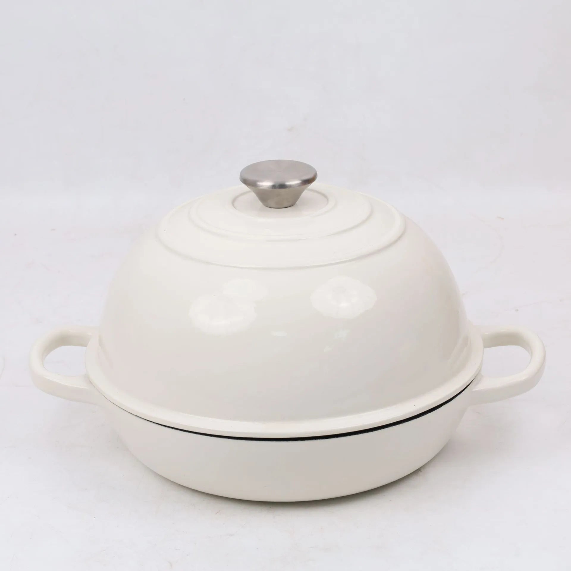 Enameled cast-iron black bread pot with lid for roasting European bread, 24cm or 26cm size