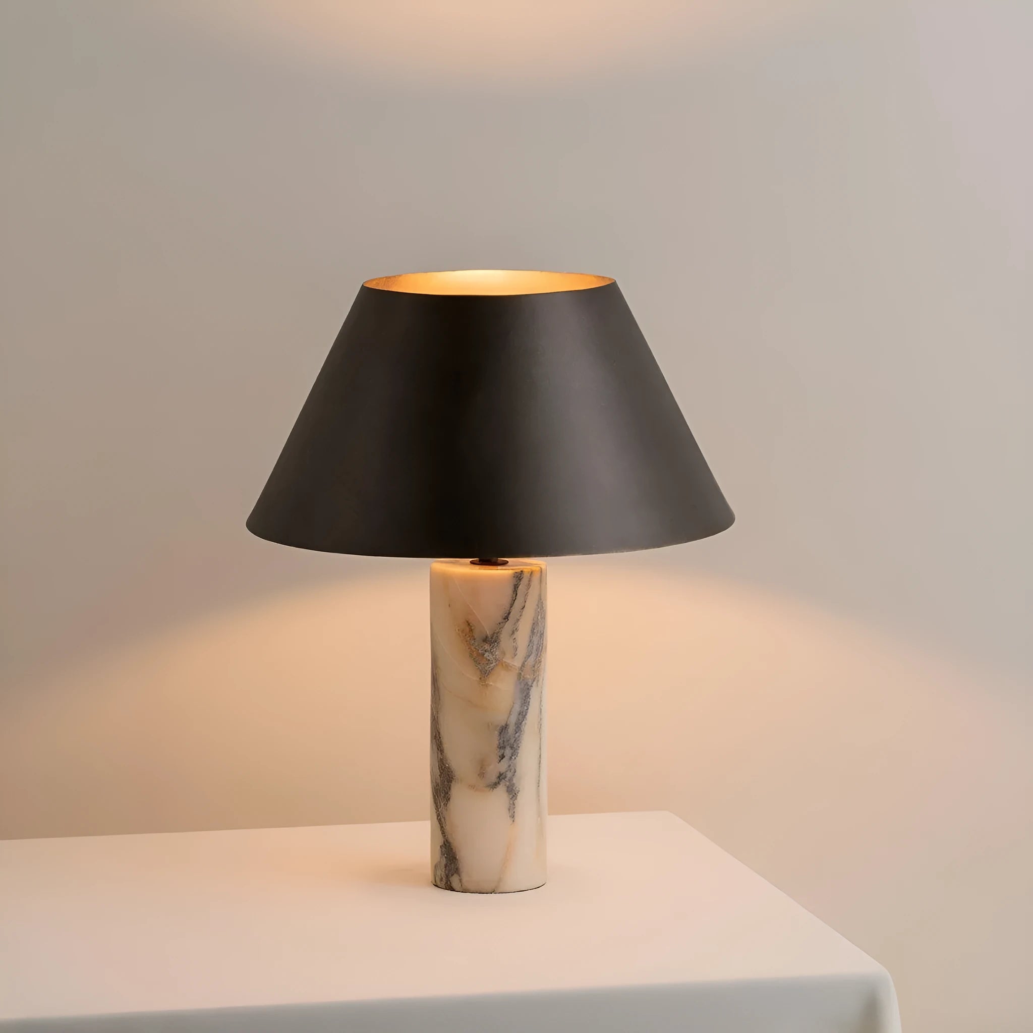 Black marble modern simplicity table lamp with power cord