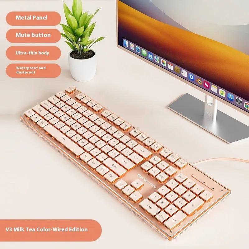 Prewalker V3 wired keyboard and mouse suit in retro green colour on desktop