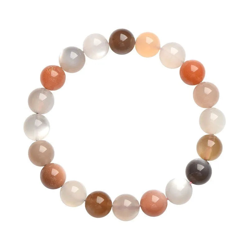 Natural moonstone bracelet with 8mm beads in single circle unisex design