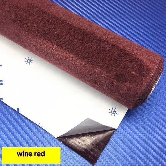 Self-adhesive elastic suede sheet in multiple colours for car interior decoration and furniture modification