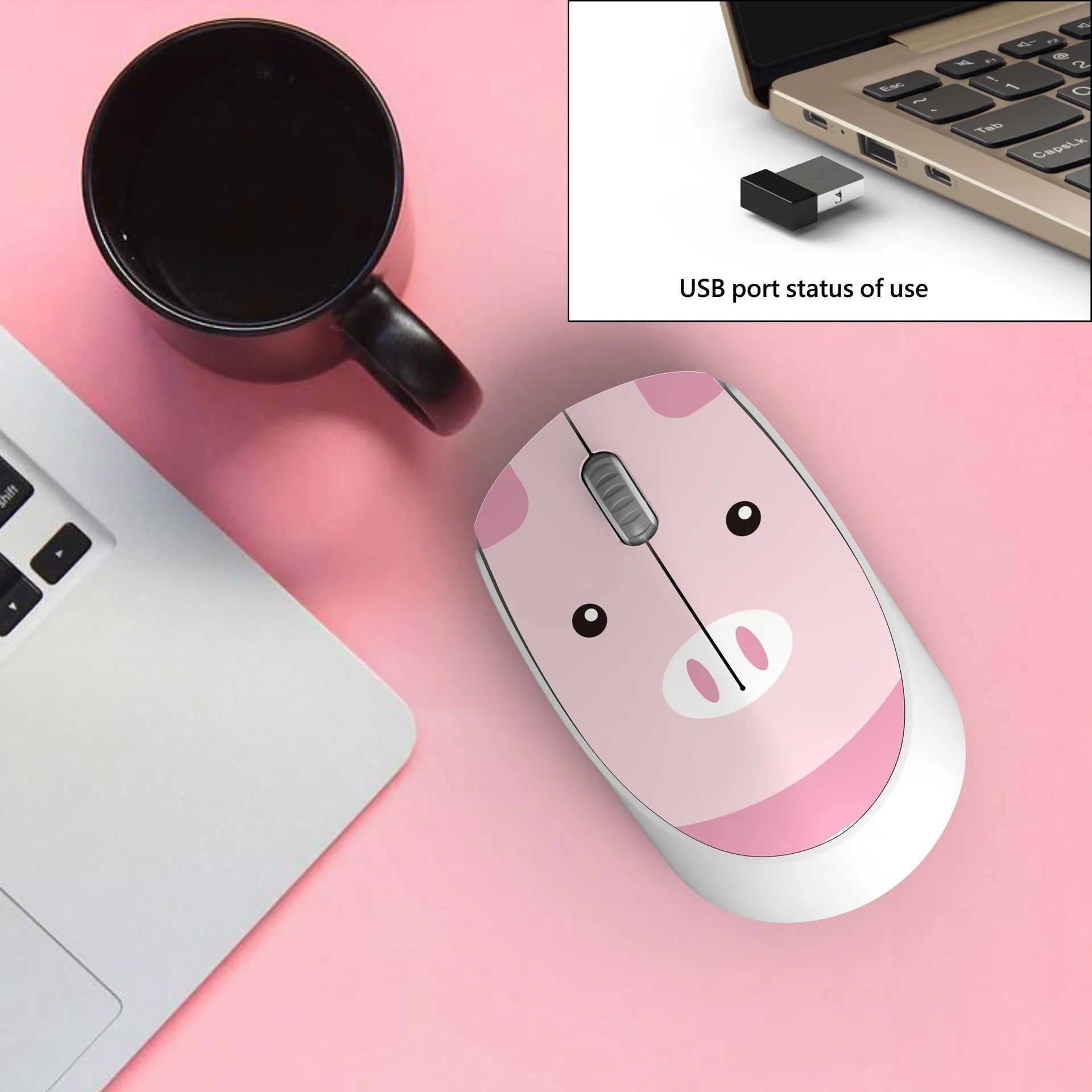 Cartoon wireless mini mouse for laptop in blue rabbit colour with USB receiver