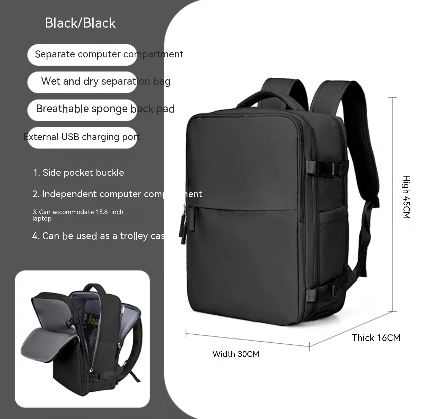 Large waterproof mummy-style backpack in nylon, shown in a selection of colours including black, mint green, and pink.