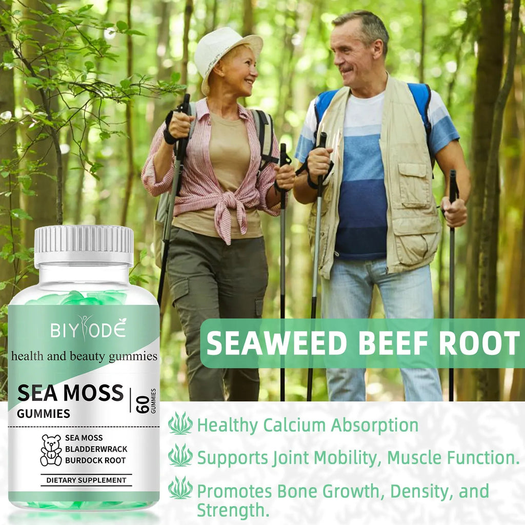 Halal sugar free sea moss gummy supplement 60 gummies organic Irish sea moss extract digest support