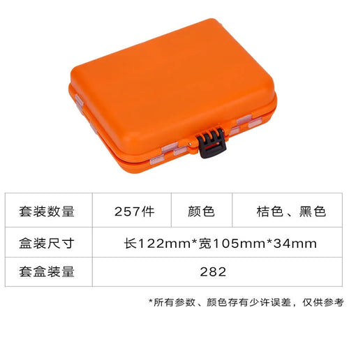 Weihe 257 pieces lure fishhook accessories suit in orange or black box for fishing
