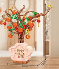 Fortune decoration building blocks toy plum ornaments plastic small particle set in colour box