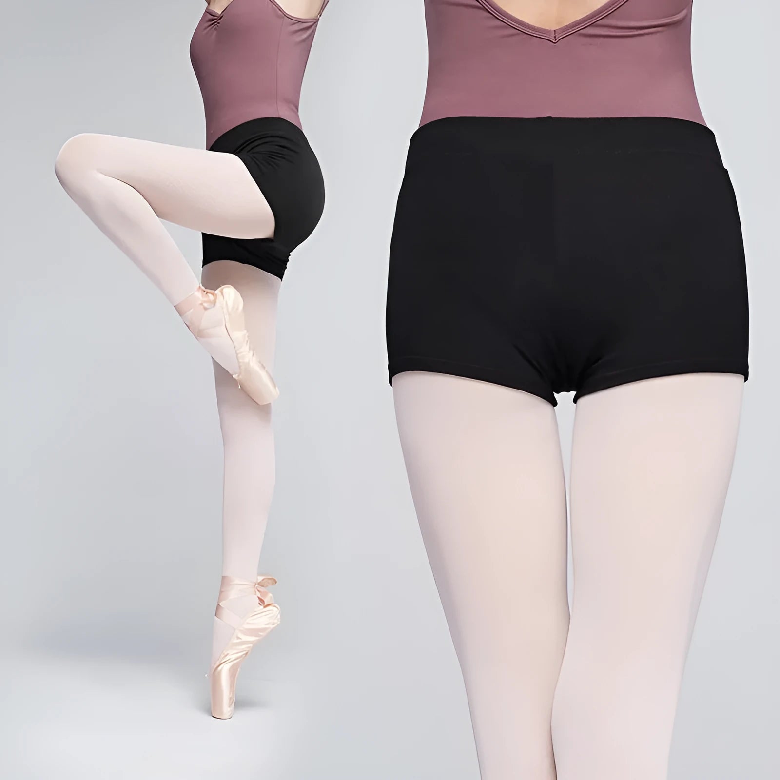 Women's black cotton ballet practice shorts for dance and fitness