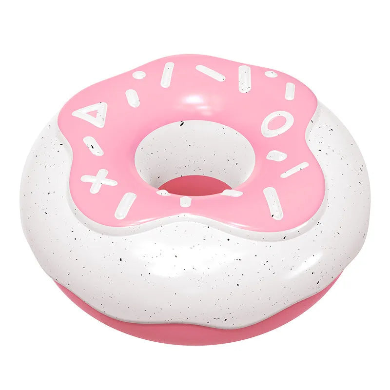 TPR donut shaped dog chew toy in pink colour with textured surface for dental cleaning
