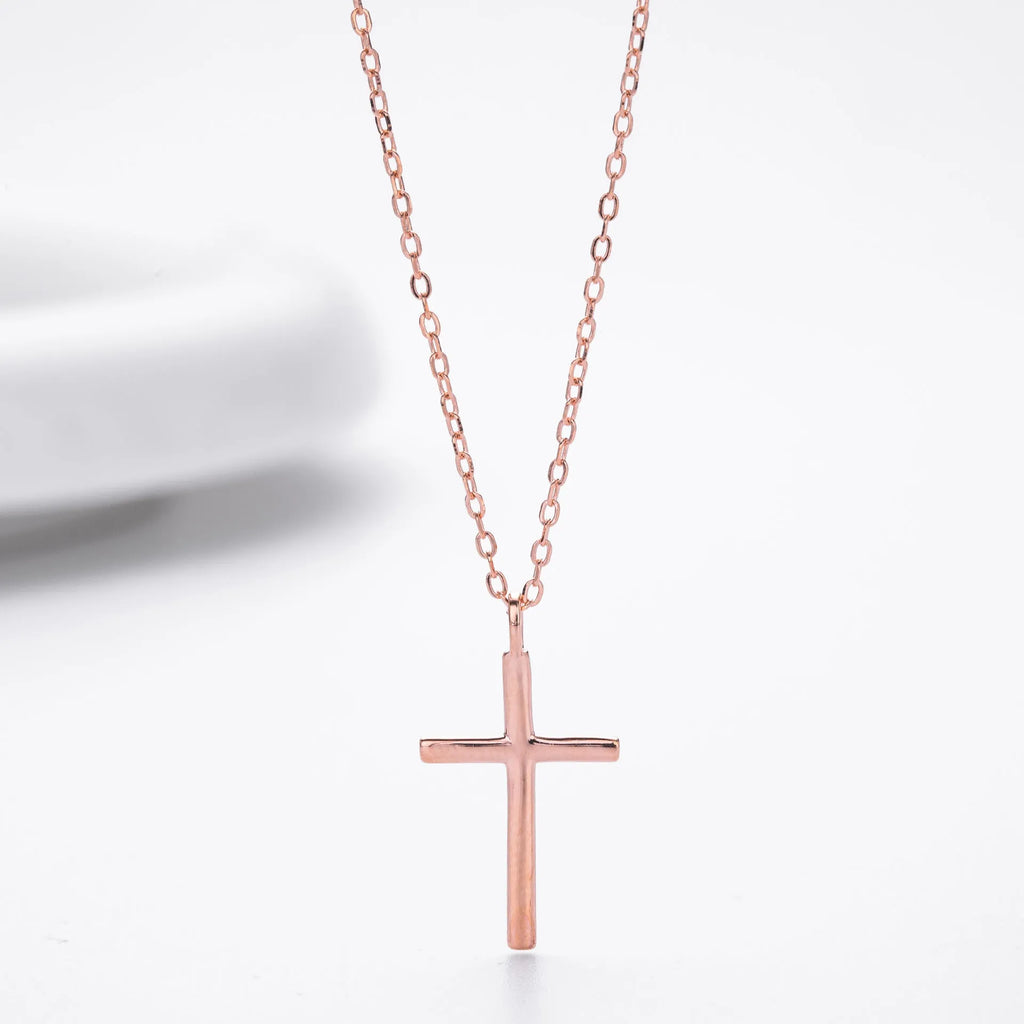 S925 sterling silver cross pendant necklace on O-chain with adjustable length