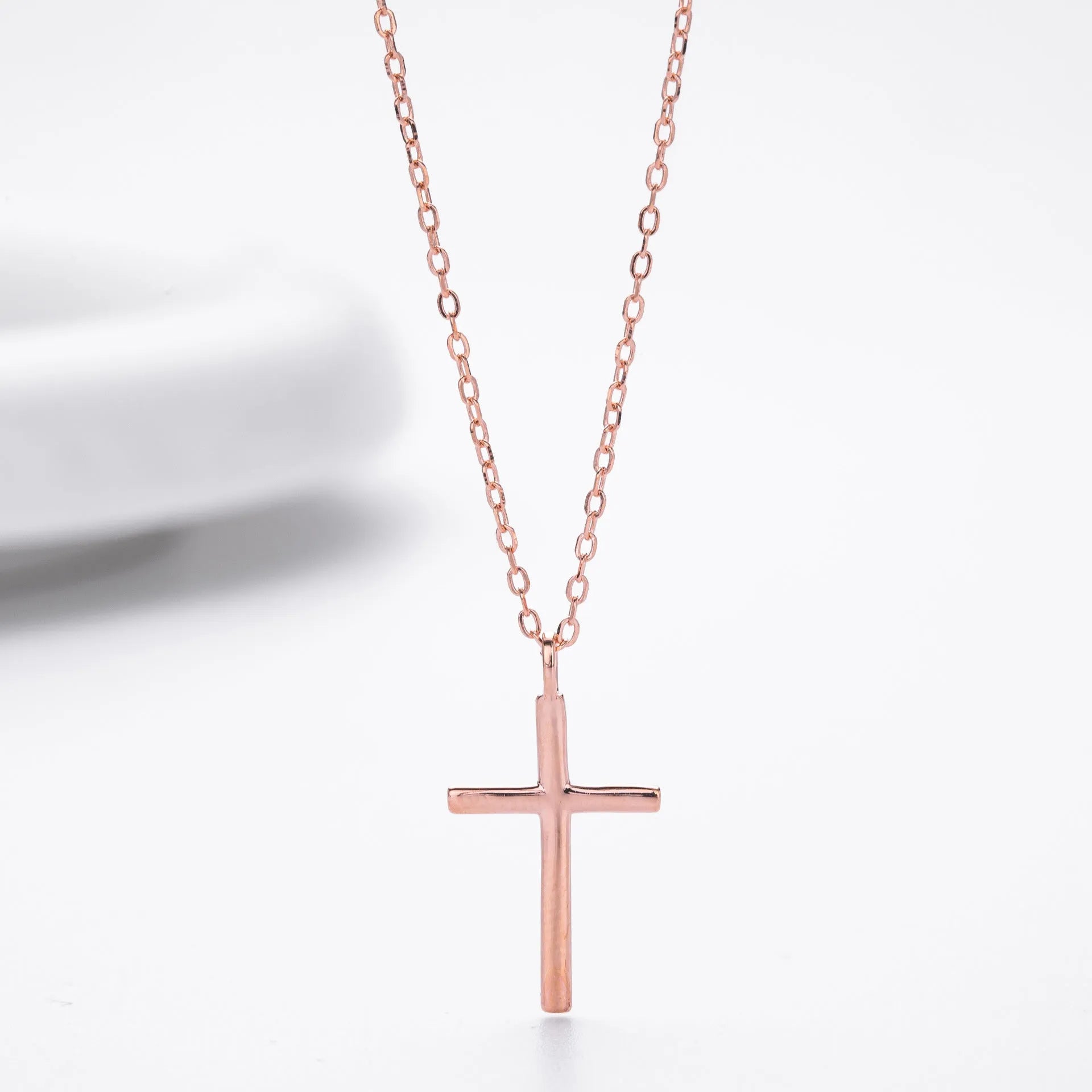 S925 sterling silver cross pendant necklace on O-chain with adjustable length