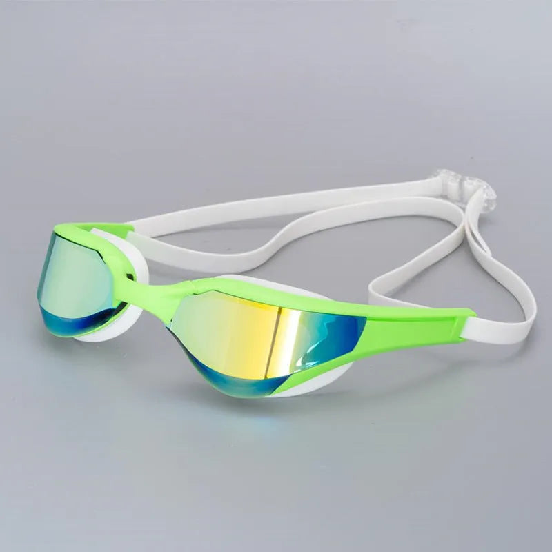 Racing HD anti-fog waterproof swimming glasses with silicone rubber and polycarbonate PC construction