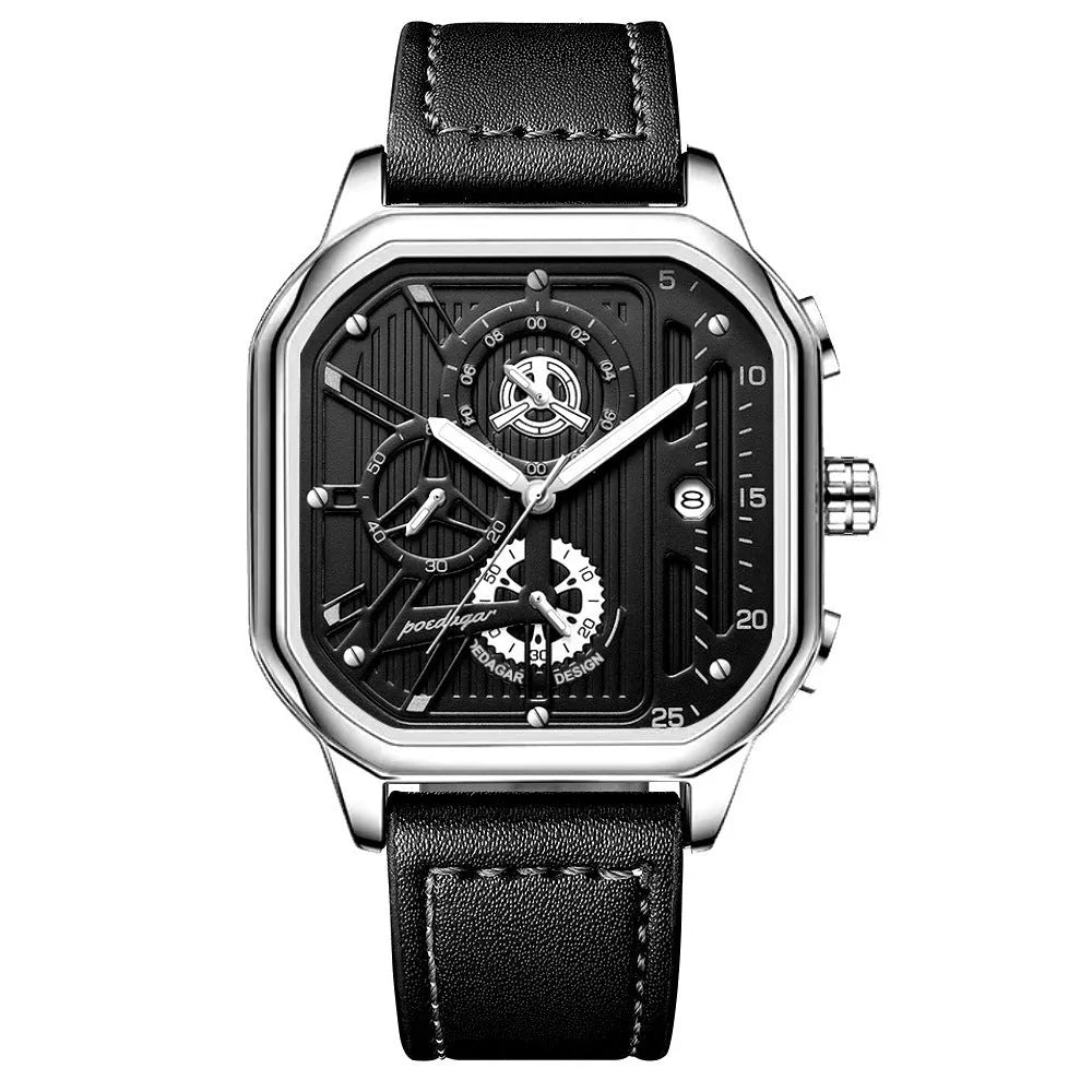 Men's belt style sports watch with quartz movement in 8mm thickness showing colour variations
