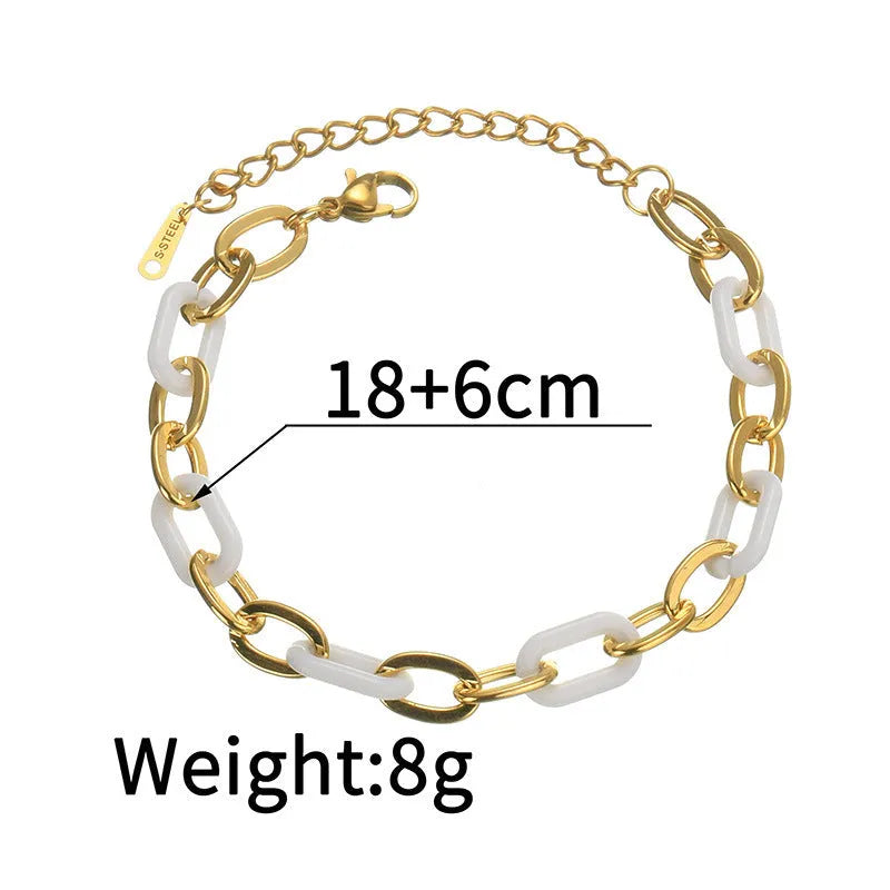 Stainless steel resin bracelet for women featuring heart-shaped design and double-layer construction