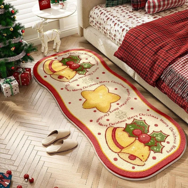 Christmas imitation cashmere carpet decoration with festive patterns in multiple size options