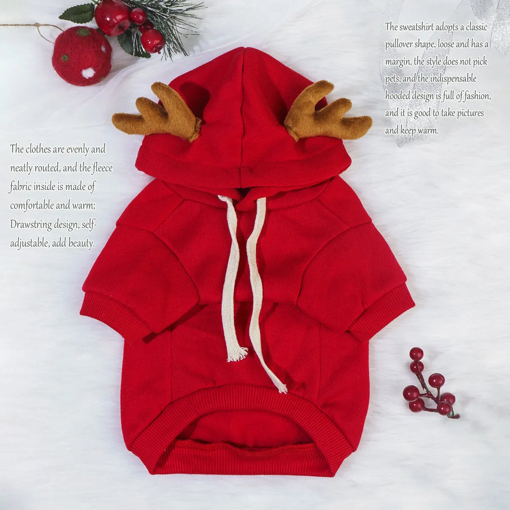 Red Halloween elk Christmas creative pet costume made of polyester cotton for dogs and cats