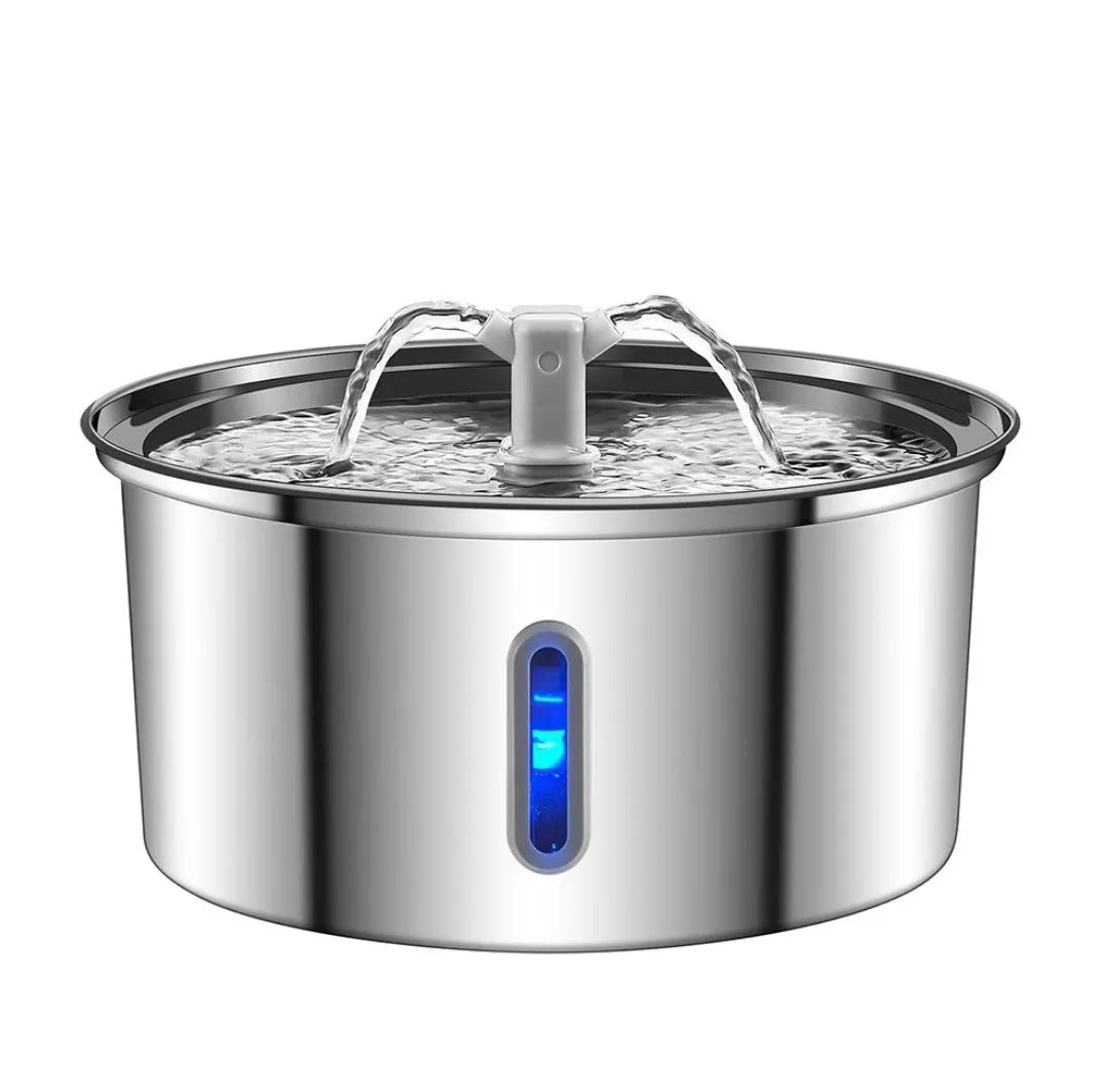 All stainless steel pet water dispenser round runway type large capacity for cats and dogs