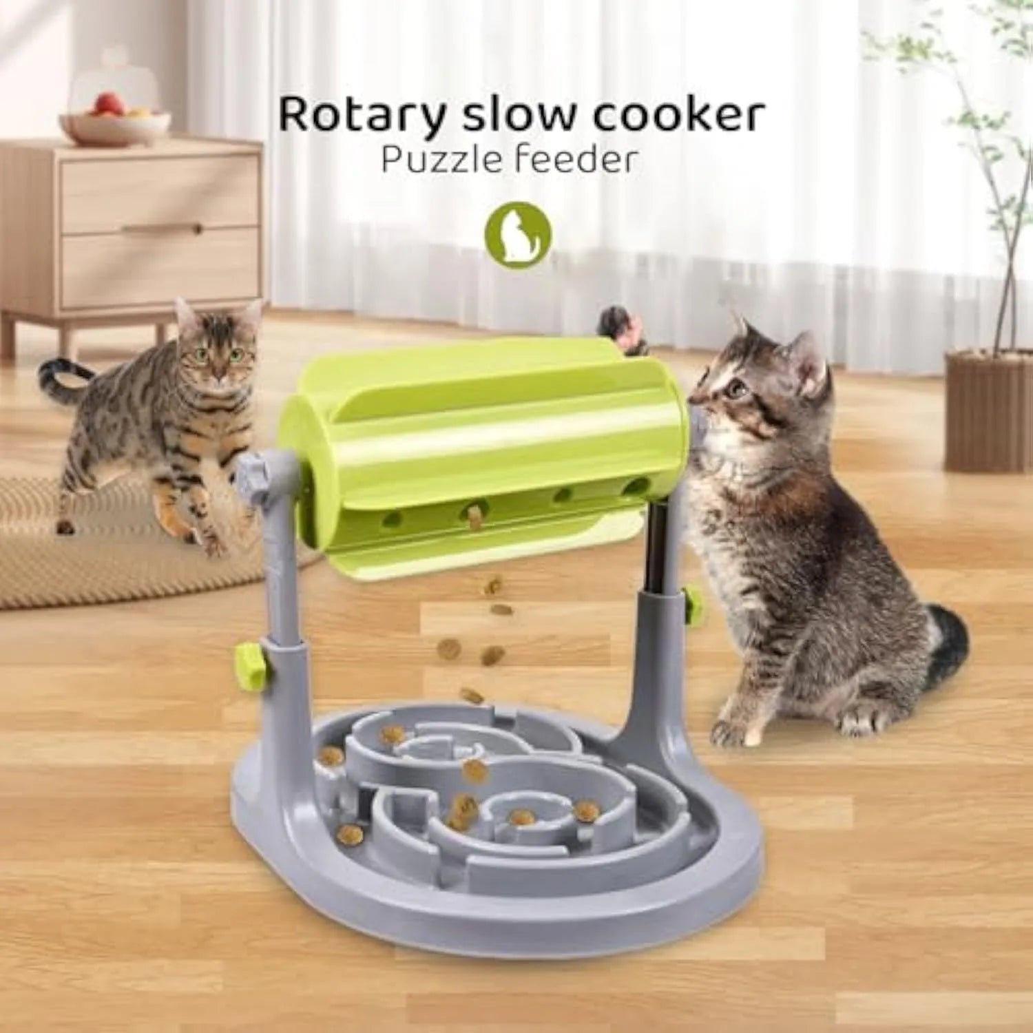 Interactive pet puzzle slow feeder bowl with adjustable height in blue green pink colours