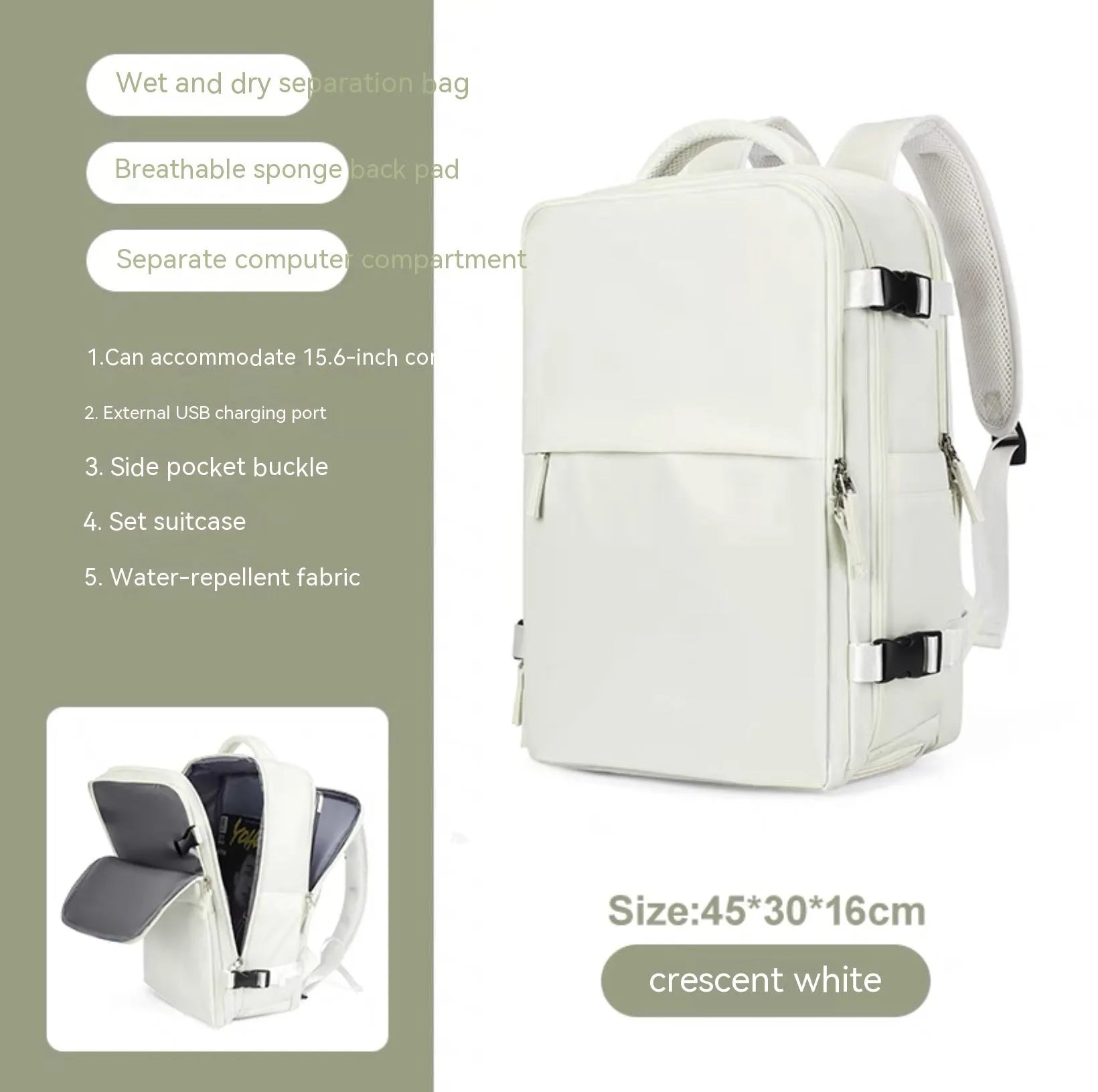 Large waterproof mummy-style backpack in nylon, shown in a selection of colours including black, mint green, and pink.