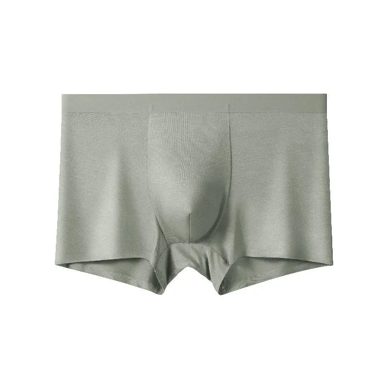 Bamboo fibre seamless men's underwear mid waist breathable antibacterial solid colour black front view